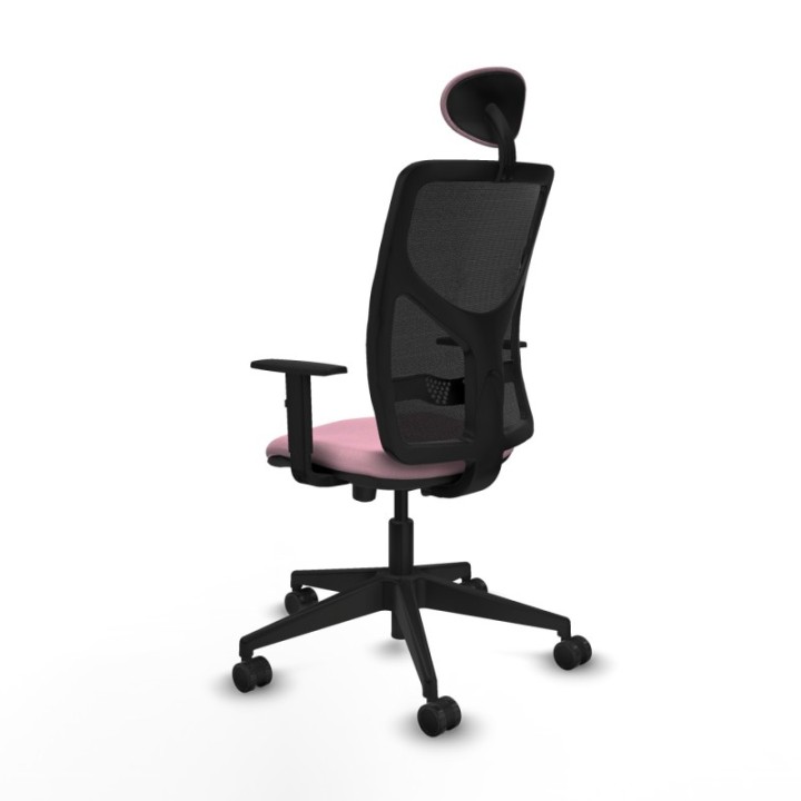 Motilla traslack malla negra bali rosa brazos 1D base piramidal cabecero fijo ruedas 65mm nailon