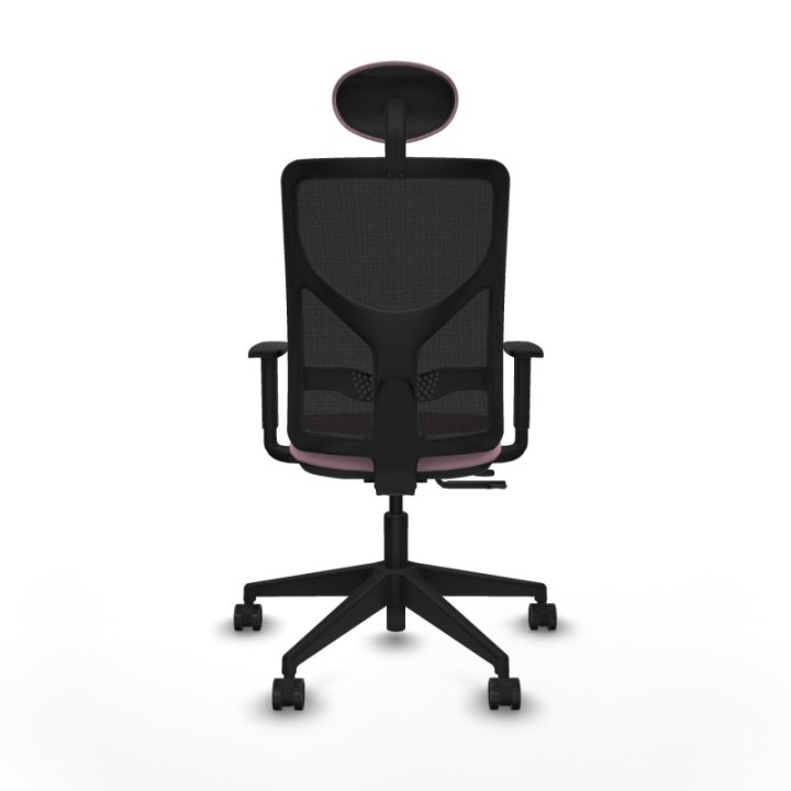 Motilla traslack malla negra bali rosa brazos 1D base piramidal cabecero fijo ruedas 65mm nailon