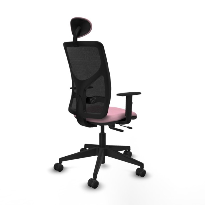 Motilla traslack malla negra bali rosa brazos 1D base piramidal cabecero fijo ruedas 65mm nailon