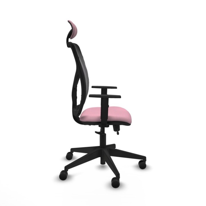 Motilla traslack malla negra bali rosa brazos 1D base piramidal cabecero fijo ruedas 65mm nailon