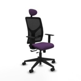 Motilla traslack malla negra bali morado brazos 1D base piramidal cabecero fijo ruedas 65mm nailon