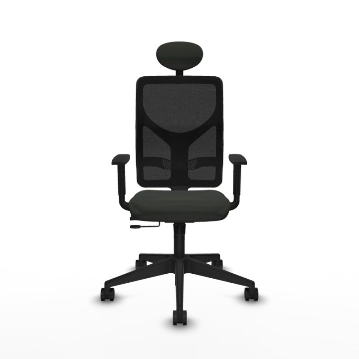 Motilla traslack malla negra bali negro brazos 1D base piramidal cabecero fijo ruedas 65mm nailon