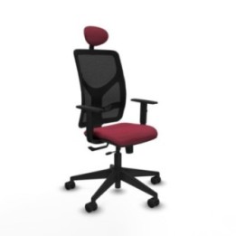 Motilla traslack malla negra bali granate brazos 1D base piramidal cabecero fijo ruedas 65mm nailon