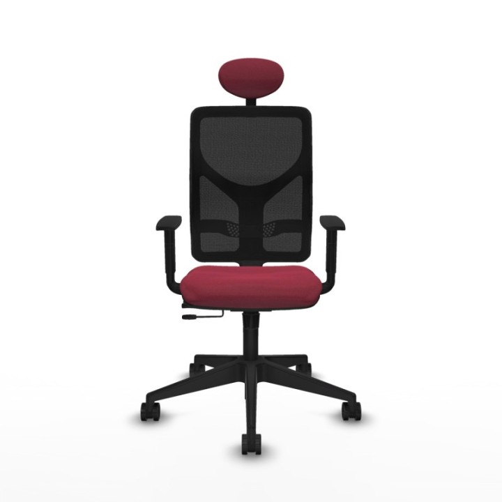 Motilla traslack malla negra bali granate brazos 1D base piramidal cabecero fijo ruedas 65mm nailon