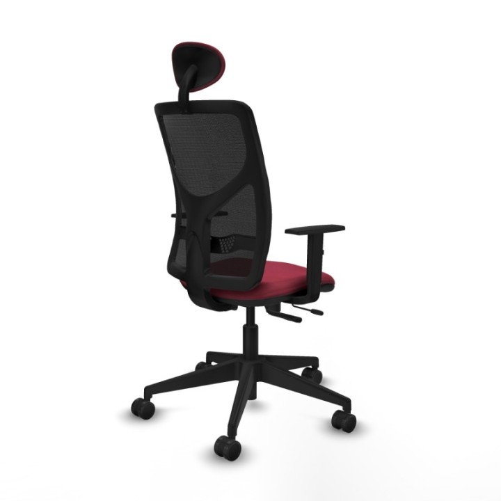 Motilla traslack malla negra bali granate brazos 1D base piramidal cabecero fijo ruedas 65mm nailon