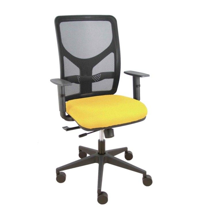 Silla Motilla traslack malla negra asiento bali amarillo brazo regulable