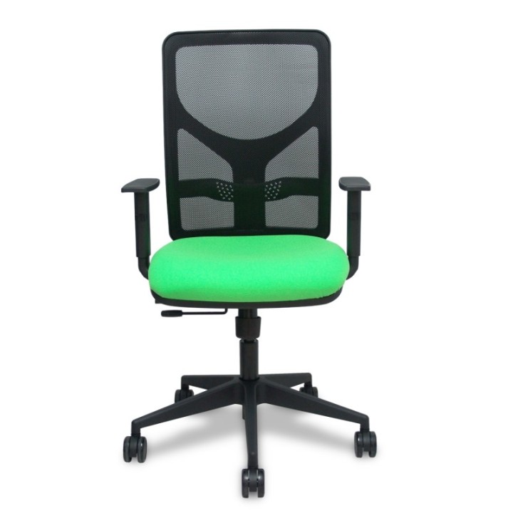 Silla Motilla traslack malla negra asiento bali pistacho brazo regulable