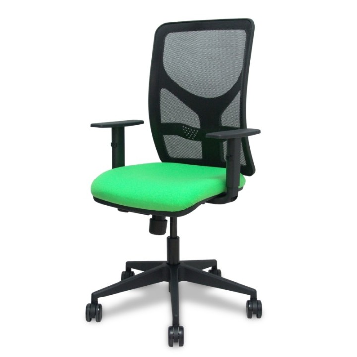 Silla Motilla traslack malla negra asiento bali pistacho brazo regulable