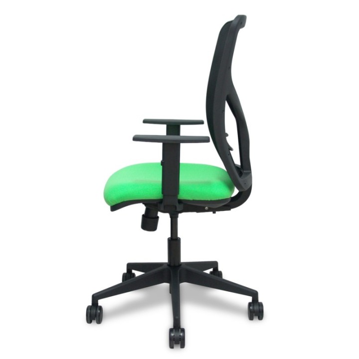 Silla Motilla traslack malla negra asiento bali pistacho brazo regulable