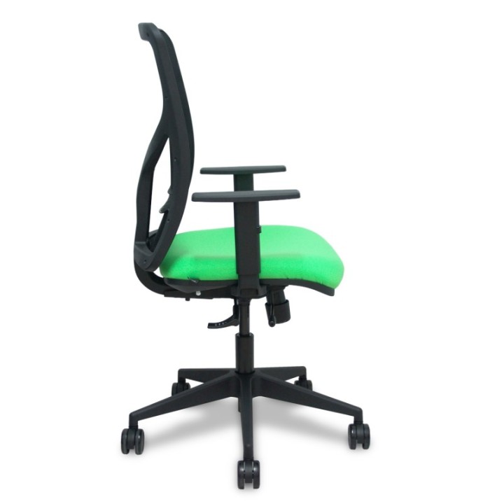 Silla Motilla traslack malla negra asiento bali pistacho brazo regulable