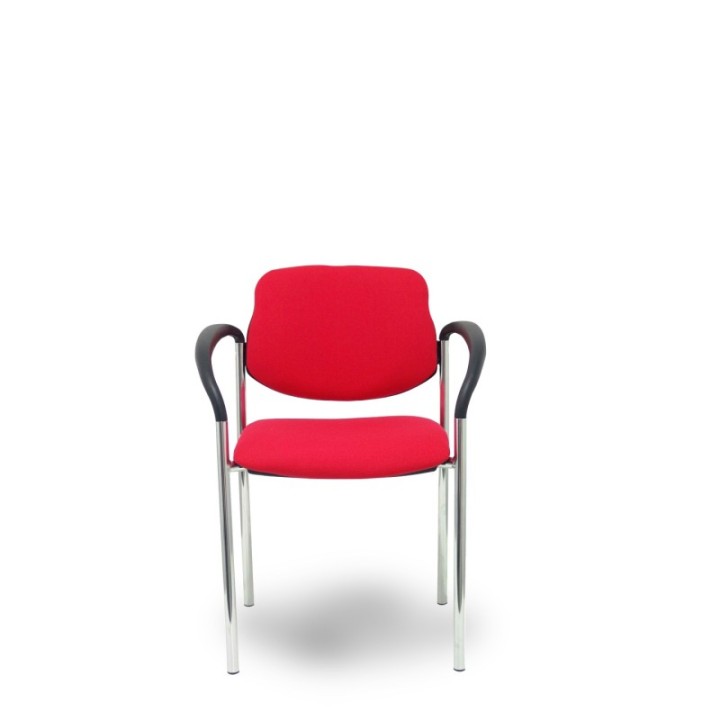 Silla fija Styl bali rojo chasis cromo con brazos