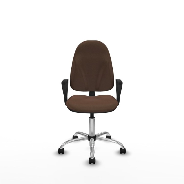 Algarra CP bali marrón oscuro brazos fijos base cromada ruedas nailon 50mm