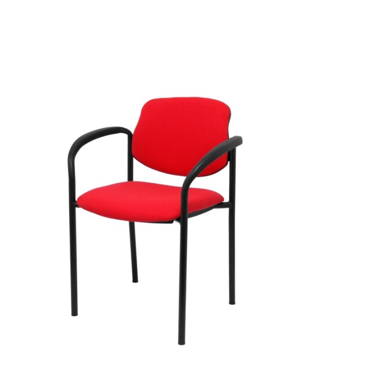 Silla fija Styl bali rojo chasis negro con brazos