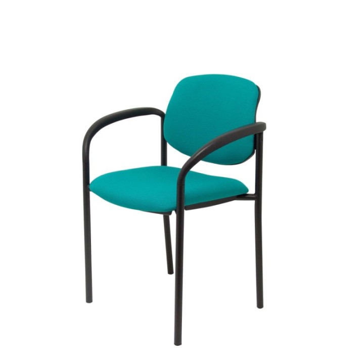 Silla fija Styl bali turquesa chasis negro con brazos