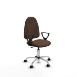 Algarra CP bali marrón oscuro brazos fijos base cromada ruedas engomadas 50mm