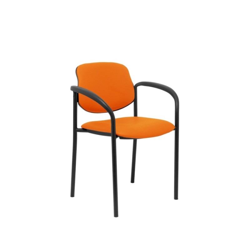 Silla fija Styl similpiel naranja chasis negro con brazos