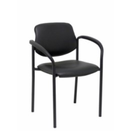 Silla fija Styl similpiel negro chasis negro con brazos
