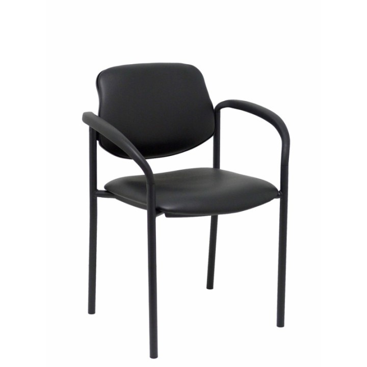 Silla fija Styl similpiel negro chasis negro con brazos