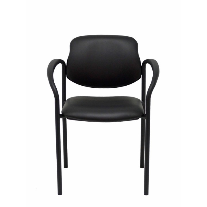 Silla fija Styl similpiel negro chasis negro con brazos