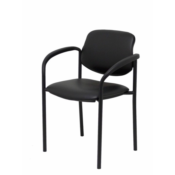 Silla fija Styl similpiel negro chasis negro con brazos