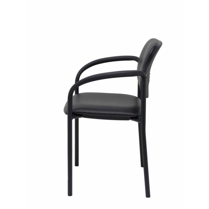 Silla fija Styl similpiel negro chasis negro con brazos