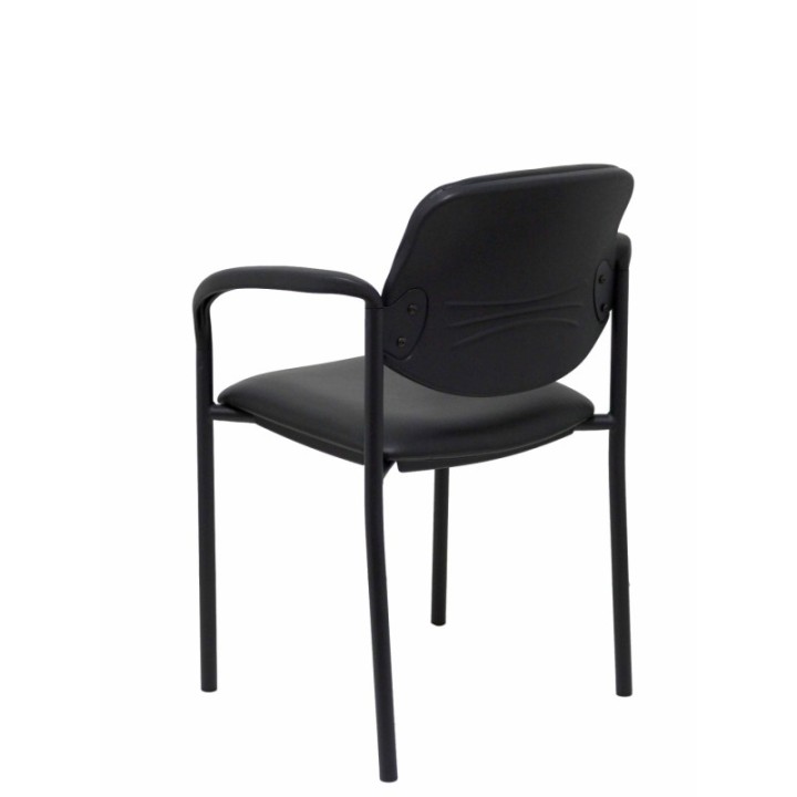 Silla fija Styl similpiel negro chasis negro con brazos