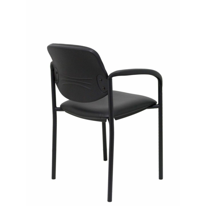 Silla fija Styl similpiel negro chasis negro con brazos