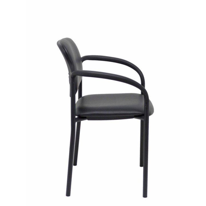 Silla fija Styl similpiel negro chasis negro con brazos