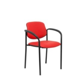 Silla fija Styl similpiel rojo chasis negro con brazos