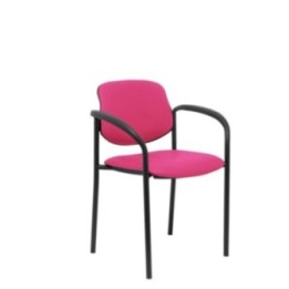Silla fija Styl similpiel rosa chasis negro con brazos
