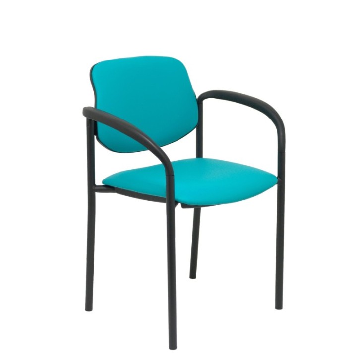 Silla fija Styl similpiel verde chasis negro con brazos