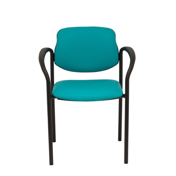 Silla fija Styl similpiel verde chasis negro con brazos