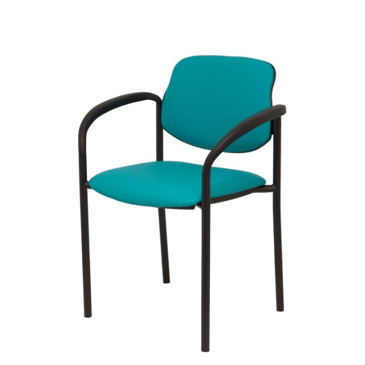 Silla fija Styl similpiel verde chasis negro con brazos