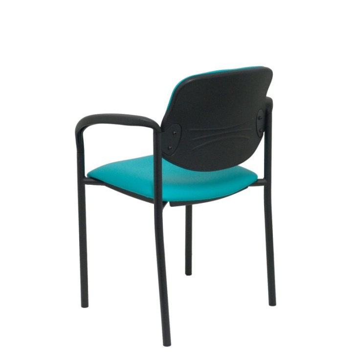 Silla fija Styl similpiel verde chasis negro con brazos