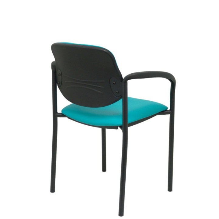 Silla fija Styl similpiel verde chasis negro con brazos