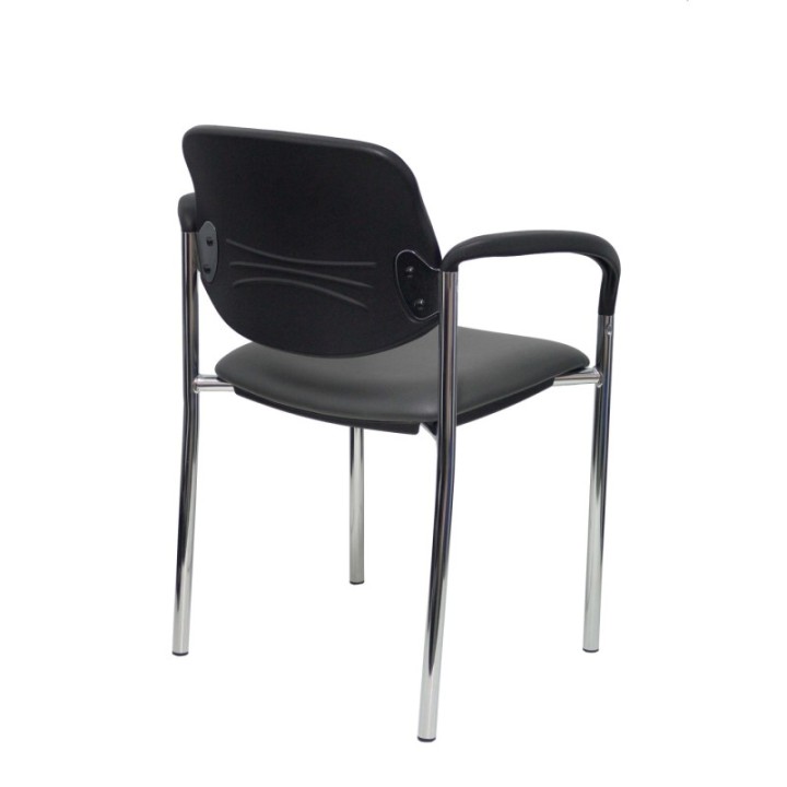 Silla fija Styl similpiel gris oscuro chasis cromo con brazos