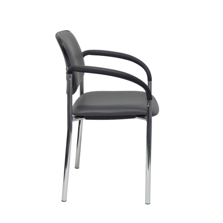 Silla fija Styl similpiel gris oscuro chasis cromo con brazos