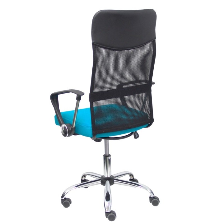 Silla Gontar respaldo malla negro asiento turquesa