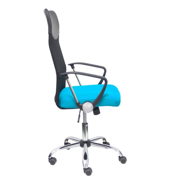 Silla Gontar respaldo malla negro asiento turquesa