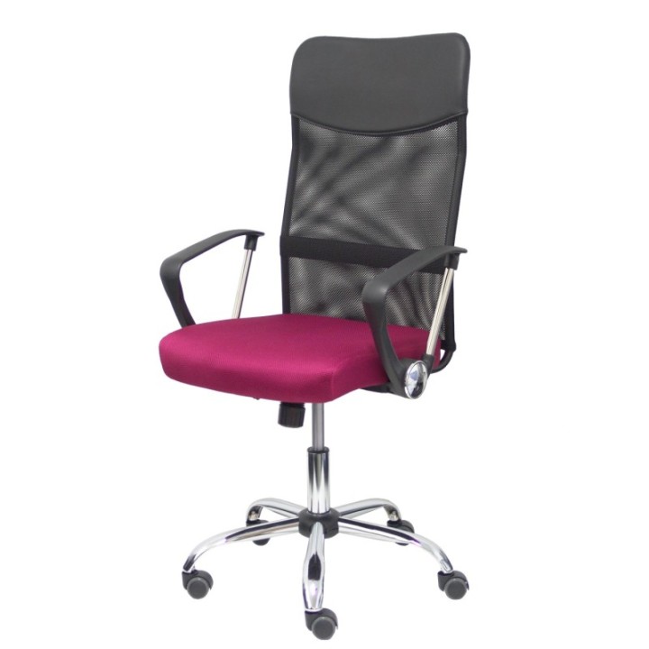 Silla Gontar respaldo malla negro asiento granate