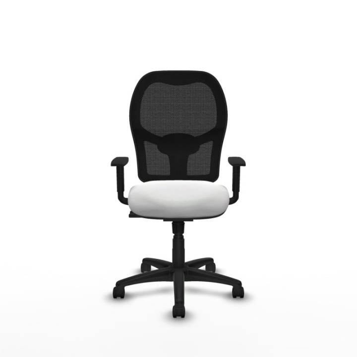 Alocén sincro malla negra bali blanco brazos 1D base poliamida  ruedas nailon 50mm