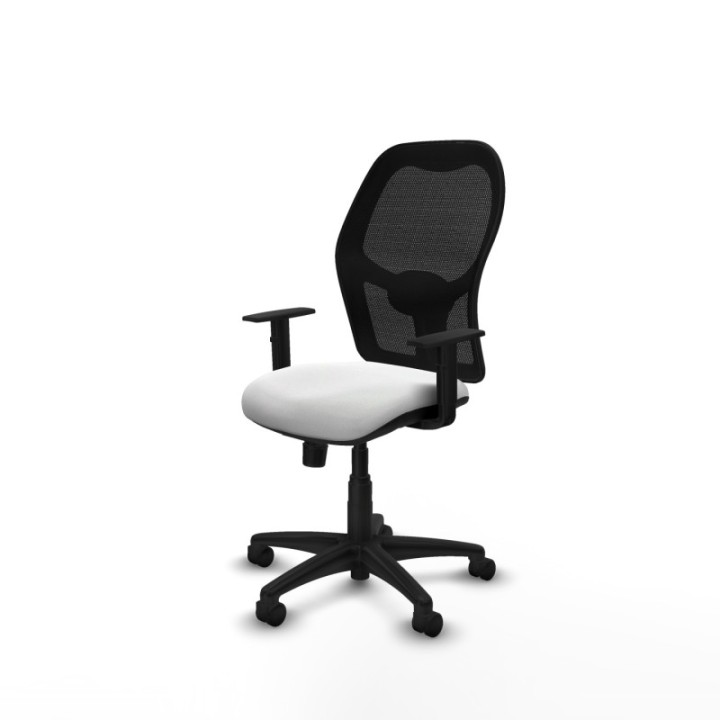 Alocén sincro malla negra bali blanco brazos 1D base poliamida  ruedas nailon 50mm