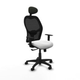 Alocén sincro malla negra bali blanco brazos 1D base poliamida cabecero fijo ruedas nailon 50mm