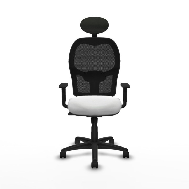 Alocén sincro malla negra bali blanco brazos 1D base poliamida cabecero fijo ruedas nailon 50mm