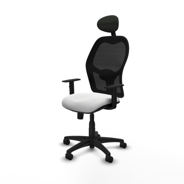 Alocén sincro malla negra bali blanco brazos 1D base poliamida cabecero fijo ruedas nailon 50mm