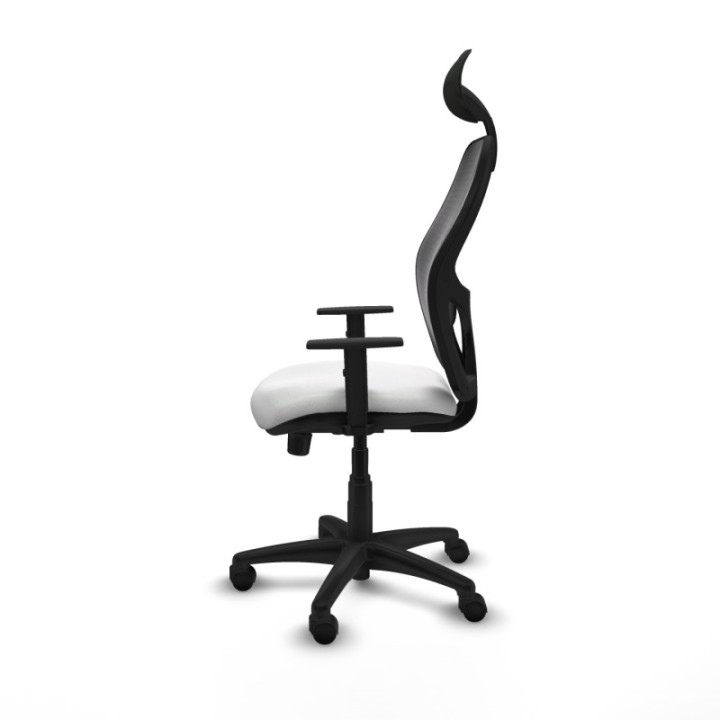 Alocén sincro malla negra bali blanco brazos 1D base poliamida cabecero fijo ruedas nailon 50mm