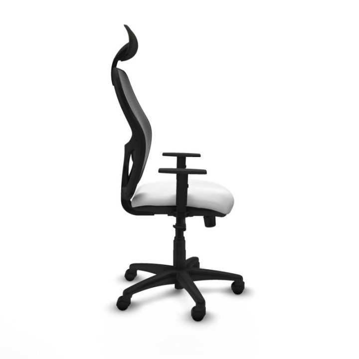 Alocén sincro malla negra bali blanco brazos 1D base poliamida cabecero fijo ruedas nailon 50mm