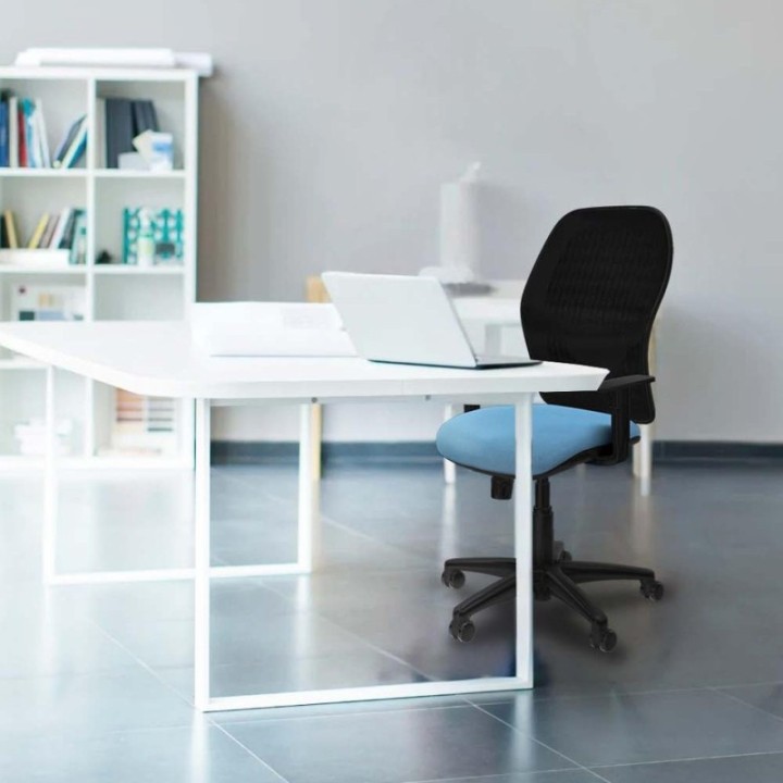 Alocén sincro malla negra bali blanco brazos 1D base poliamida  ruedas engomadas 50mm