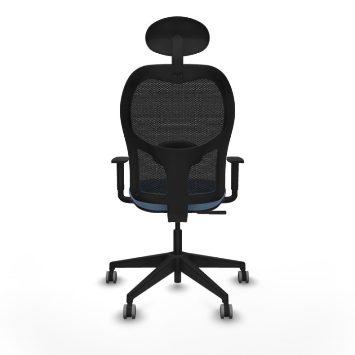 Alocén sincro malla negra bali azul cielo brazos 1D base piramidal cabecero fijo ruedas engomadas 65mm