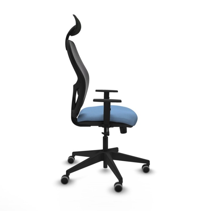 Alocén sincro malla negra bali azul cielo brazos 1D base piramidal cabecero fijo ruedas engomadas 65mm